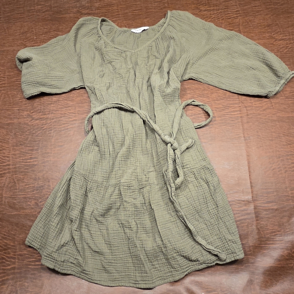 Sonoma Olive Long Sleeve Dress